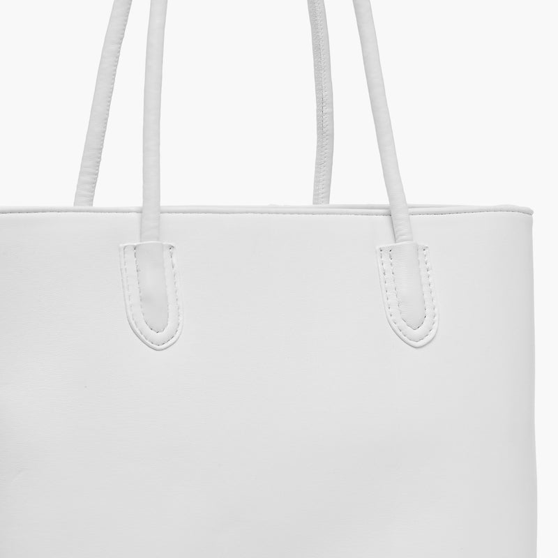 Adore Quilted White Tote Bag for Women - Image 5